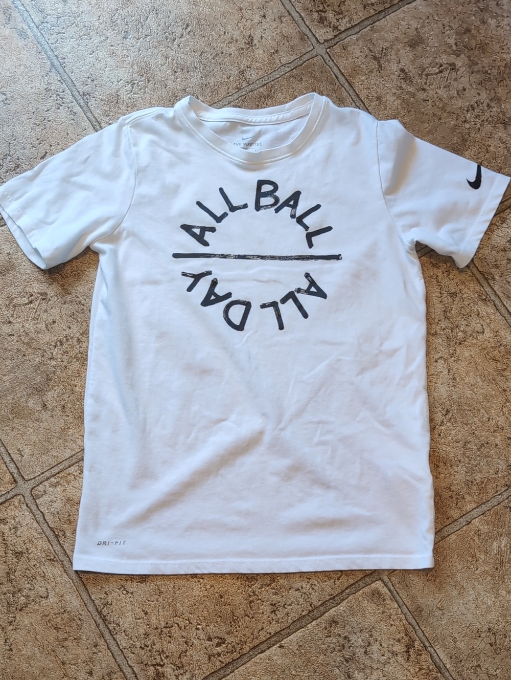Nike White 'All Ball' Graphic Dri-FIT Kids Tee